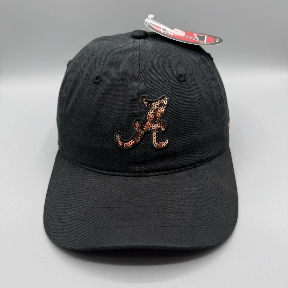 Alabama Crimson Tide Hat Womens Black Zephyr Sequin Adjustable Baseball Cap NEW